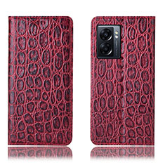 Leather Case Stands Flip Cover Holder H16P for Oppo K10 5G India Red