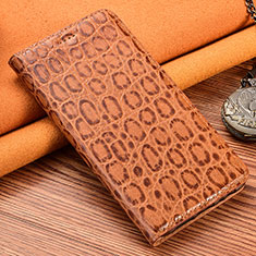 Leather Case Stands Flip Cover Holder H16P for Realme 9i 5G Light Brown