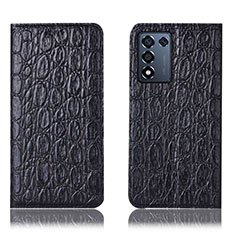 Leather Case Stands Flip Cover Holder H16P for Realme Q3t 5G Black