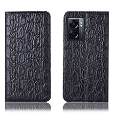 Leather Case Stands Flip Cover Holder H16P for Realme Q5i 5G Black