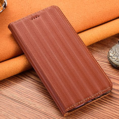 Leather Case Stands Flip Cover Holder H16P for Samsung Galaxy A52 4G Brown