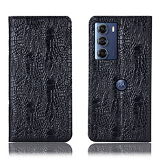 Leather Case Stands Flip Cover Holder H17P for Motorola Moto Edge S30 5G Black