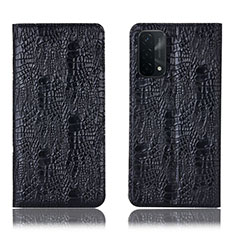 Leather Case Stands Flip Cover Holder H17P for OnePlus Nord N200 5G Black