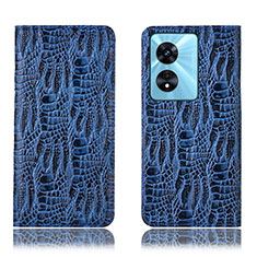 Leather Case Stands Flip Cover Holder H17P for Oppo A1x 5G Blue