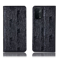 Leather Case Stands Flip Cover Holder H17P for Oppo A93 5G Black