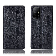Leather Case Stands Flip Cover Holder H17P for Oppo A94 5G Black