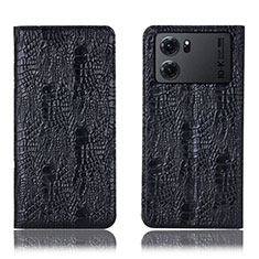 Leather Case Stands Flip Cover Holder H17P for Oppo K10 5G Black