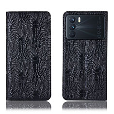 Leather Case Stands Flip Cover Holder H17P for Oppo K9 Pro 5G Black