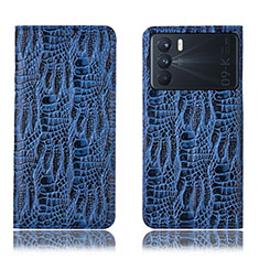 Leather Case Stands Flip Cover Holder H17P for Oppo K9 Pro 5G Blue