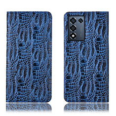 Leather Case Stands Flip Cover Holder H17P for Realme Q3t 5G Blue