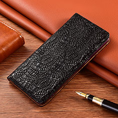 Leather Case Stands Flip Cover Holder H17P for Vivo V27e 5G Black