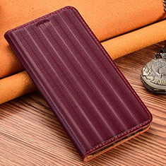 Leather Case Stands Flip Cover Holder H18P for Motorola Moto Edge S 5G Red Wine