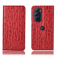 Leather Case Stands Flip Cover Holder H18P for Motorola Moto Edge X30 5G Red