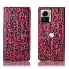 Leather Case Stands Flip Cover Holder H18P for Motorola Moto Edge X30 Pro 5G Red