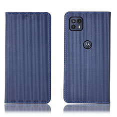 Leather Case Stands Flip Cover Holder H18P for Motorola Moto G50 5G Blue