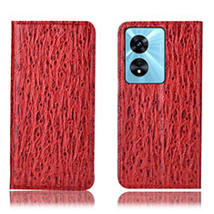 Leather Case Stands Flip Cover Holder H18P for Oppo A1x 5G Red