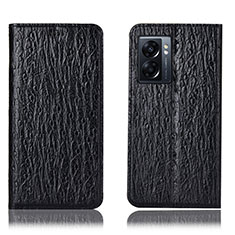 Leather Case Stands Flip Cover Holder H18P for Oppo A77 5G Black