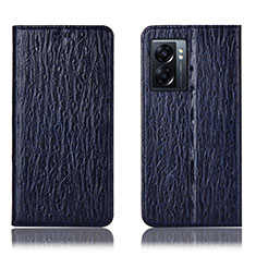 Leather Case Stands Flip Cover Holder H18P for Oppo A77 5G Blue