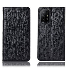 Leather Case Stands Flip Cover Holder H18P for Oppo A94 5G Black