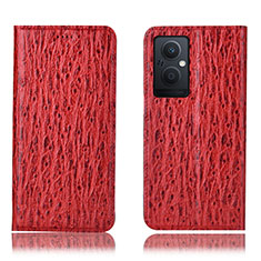 Leather Case Stands Flip Cover Holder H18P for Oppo A96 5G Red