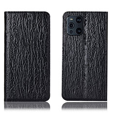 Leather Case Stands Flip Cover Holder H18P for Oppo Find X3 5G Black