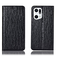 Leather Case Stands Flip Cover Holder H18P for Oppo Find X5 5G Black