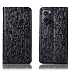 Leather Case Stands Flip Cover Holder H18P for Oppo Find X5 Lite 5G Black