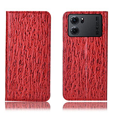 Leather Case Stands Flip Cover Holder H18P for Oppo K10 5G Red