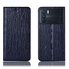 Leather Case Stands Flip Cover Holder H18P for Oppo K9 Pro 5G Blue