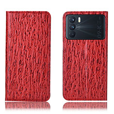 Leather Case Stands Flip Cover Holder H18P for Oppo K9 Pro 5G Red