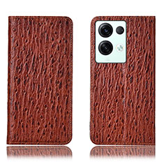 Leather Case Stands Flip Cover Holder H18P for Oppo Reno8 Pro 5G Brown