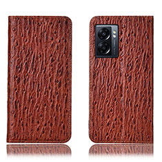Leather Case Stands Flip Cover Holder H18P for Realme V23 5G Brown