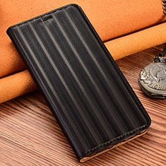 Leather Case Stands Flip Cover Holder H18P for Samsung Galaxy S21 5G Black