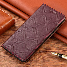 Leather Case Stands Flip Cover Holder H19P for Huawei Honor Magic3 5G Red Wine