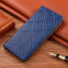 Leather Case Stands Flip Cover Holder H19P for Motorola Moto Edge 40 5G Blue