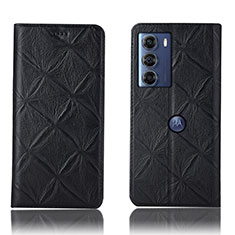 Leather Case Stands Flip Cover Holder H19P for Motorola Moto Edge S30 5G Black