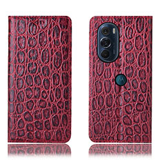 Leather Case Stands Flip Cover Holder H19P for Motorola Moto Edge X30 5G Red