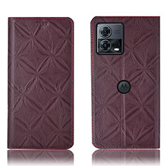 Leather Case Stands Flip Cover Holder H19P for Motorola Moto S30 Pro 5G Red Wine
