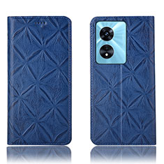 Leather Case Stands Flip Cover Holder H19P for Oppo A1 5G Blue