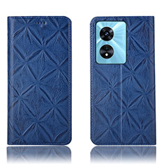 Leather Case Stands Flip Cover Holder H19P for Oppo A18 Blue