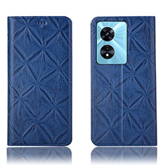 Leather Case Stands Flip Cover Holder H19P for Oppo A1x 5G Blue