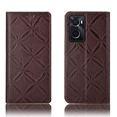 Leather Case Stands Flip Cover Holder H19P for Oppo A36 Brown