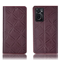 Leather Case Stands Flip Cover Holder H19P for Oppo A36 Red Wine