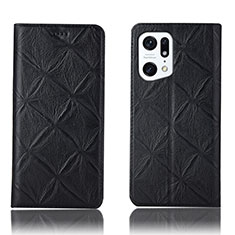 Leather Case Stands Flip Cover Holder H19P for Oppo Find X5 5G Black