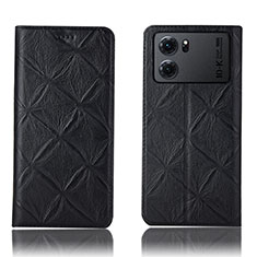 Leather Case Stands Flip Cover Holder H19P for Oppo K10 5G Black