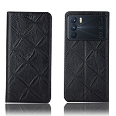 Leather Case Stands Flip Cover Holder H19P for Oppo K9 Pro 5G Black