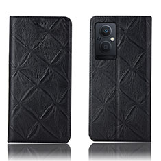 Leather Case Stands Flip Cover Holder H19P for Oppo Reno8 Z 5G Black