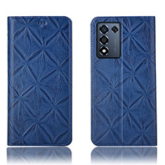 Leather Case Stands Flip Cover Holder H19P for Realme 9 SE 5G Blue