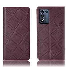 Leather Case Stands Flip Cover Holder H19P for Realme 9 SE 5G Red Wine