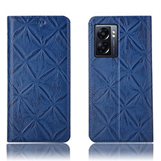 Leather Case Stands Flip Cover Holder H19P for Realme V23i 5G Blue